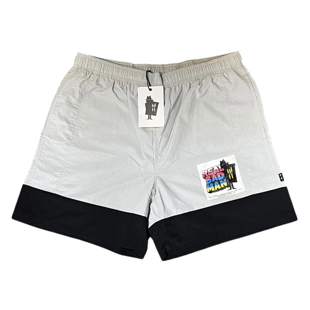 Real Bad Man, Club Shorts Gray Men's Large, Swim Trunks, Mesh Lined, Pockets‎ LA